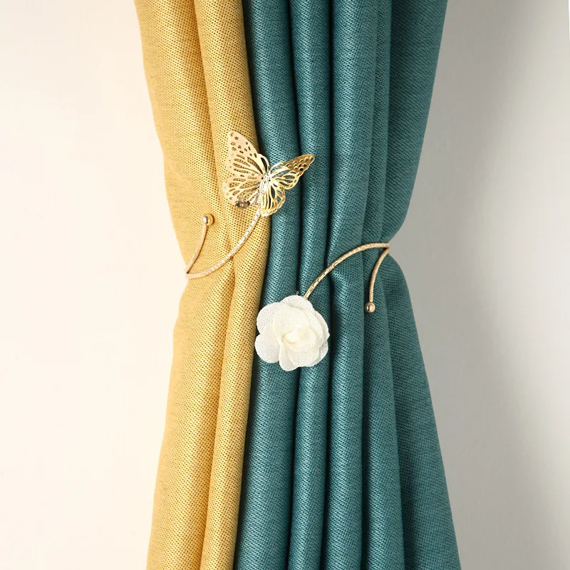 Casual Shape Butterfly Simple Curtain Strap Metal Coil Flower Diamond Curtain Buckle No Punching Strap Home Accessories