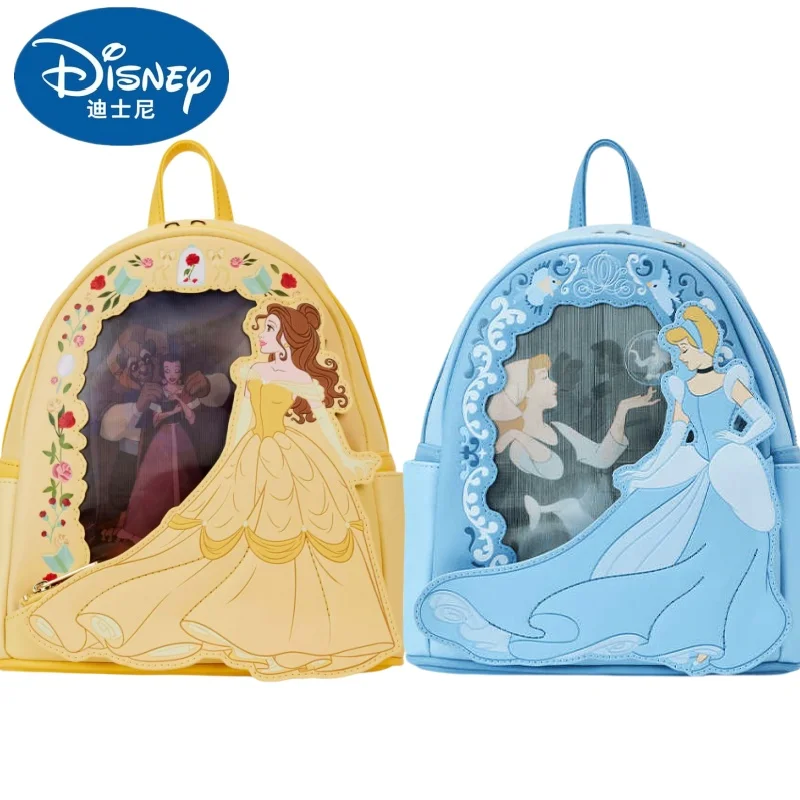 Disney New Loungefly Beauty And Beast Backpack Cinderella Princess Bag Backpack Perspective Mini Kids Girl Cute Christmas Gift