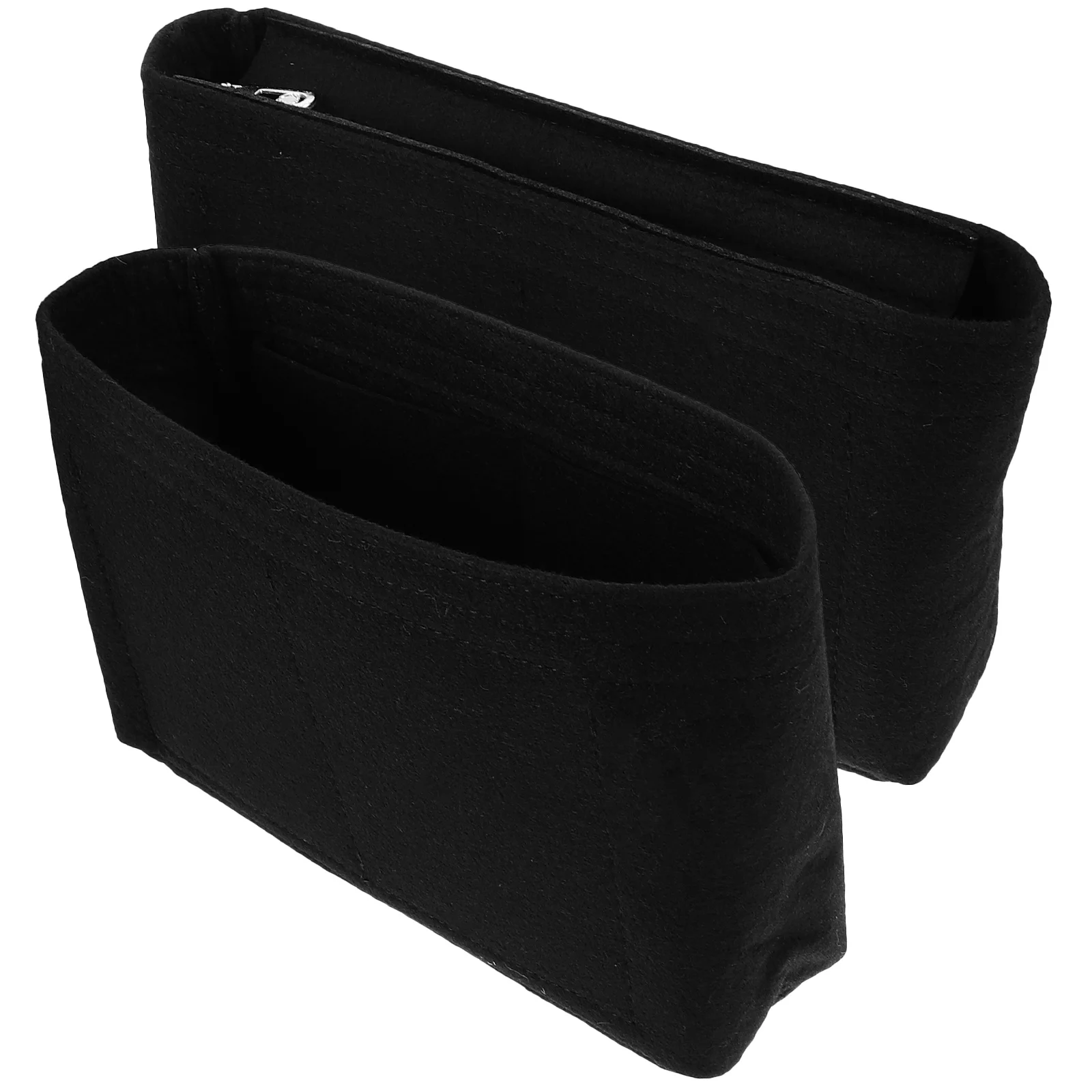

2 Pcs Felt Inner Bag Black Open Zipper ganizer Travel Makeup Tote Insert Bag For Women Purse Accessories Storage