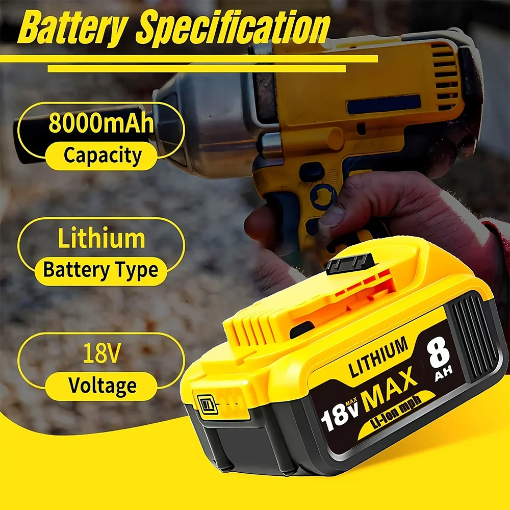 

Original for Dewalt 20V tools Battery, 6AH 9AH Rechargeable Lithium Ion Battery, Dewalt DCB206 Power Tool Replacement Battery