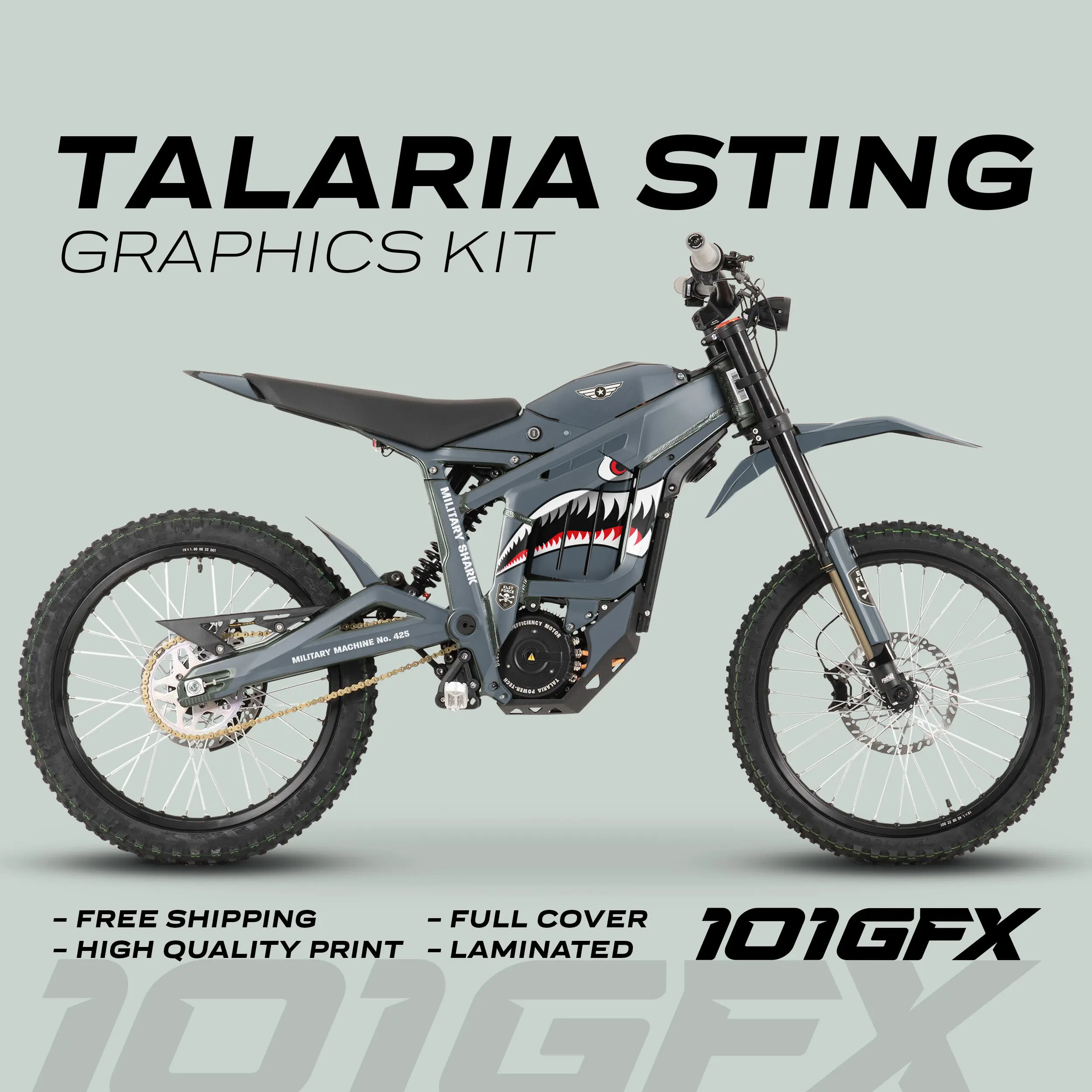 Graphics Kit MILITARY SHARK GREY Decals Stickers Laminated Camo Army Navy modern wrap eBike Emoto For Talaria Sting MX3 MX4