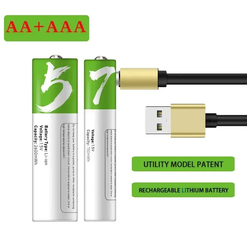 1.5v aa+aaa rechargeable battery usb c lithium battery rechargeable battery support direct charging of line pilas recargables