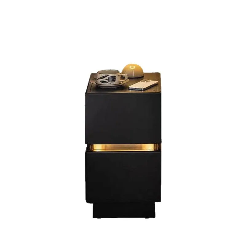 

Solid wood bedside table Small modern simple bedroom Very narrow bedside table with lamp Light luxury high-end minimalist