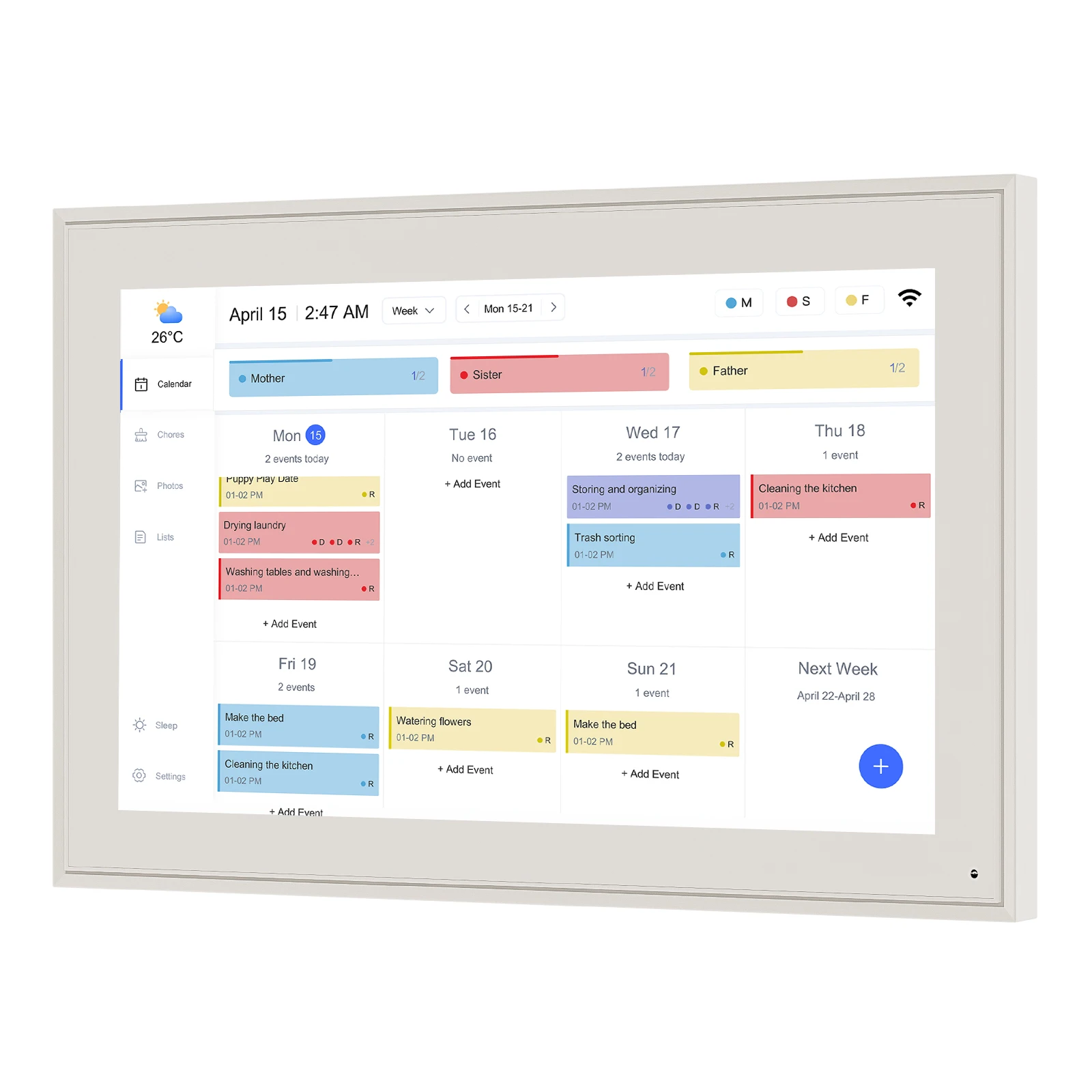 

Original Factory Smart Touchscreen Interactive Display 1920*1080 For Family Schedules16-inch Digital Wall Calendar White/black