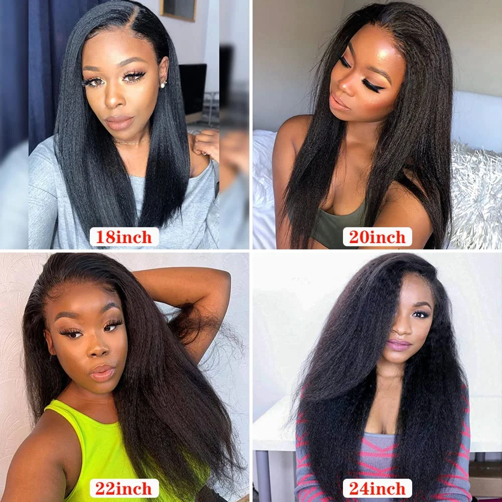 Kinky Straight 13x4 Human Hair Lace Frontal Wig Transparent Yaki Lace Front Human Hair Wigs Brazylijskie peruki z ludzkich włosów dla kobiet