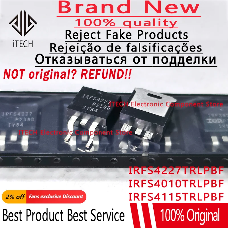 10PCS/Lot IRFS4010TRLPBF IRFS4010 IRFS4115TRLPBF IRFS4115 IRFS4227TRLPBF IRFS4227 New Original N-channel Power MOSFET