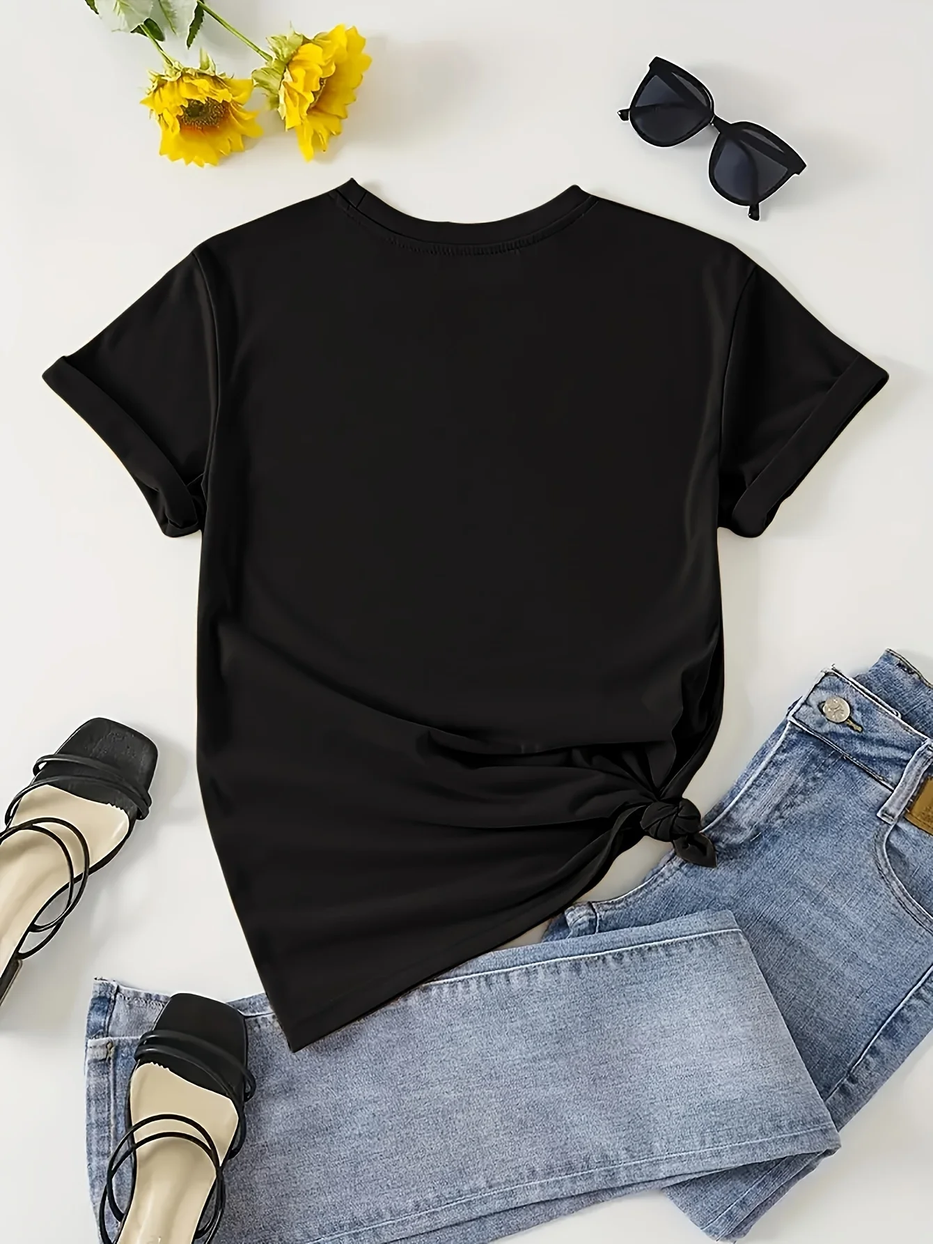 تي شيرت مطبوع عليه Cat Mama، قميص كاجوال بأكمام قصيرة ورقبة دائرية للربيع والصيف، ملابس نسائية #2