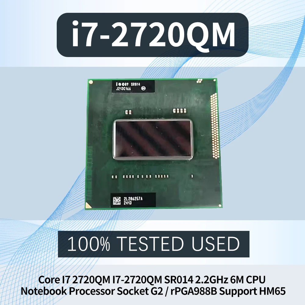 Procesador para Portátil Core I7 2720QM I7-2720QM SR014 2.2GHz 6M, Socket G2 / rPGA988B, Compatible con HM65