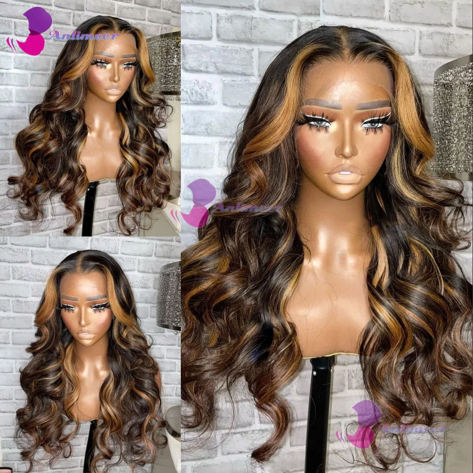 

1B/30 Ombre Highlight Wig Human Hair Body Wave Silk Top Wig Loose Wavy 13x4/13x6 Highlight HD Lace Frontal Wig Human Hair