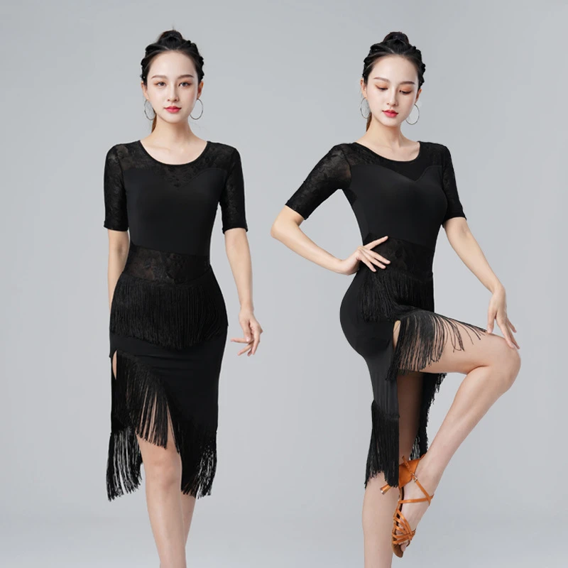 

Latin dance dress sexy adult performance clothes art test training clothes rumba game clothes