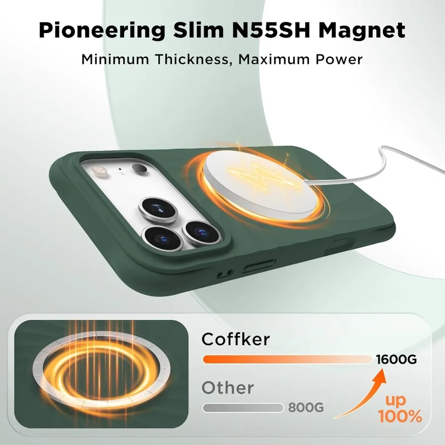 حافظة مغناطيسية واقية مضادة للصدمات لهاتف آيفون 17 برو ماكس 6.9 مع كاميرا سيليكون مدمجة متوافقة مع MagSafe