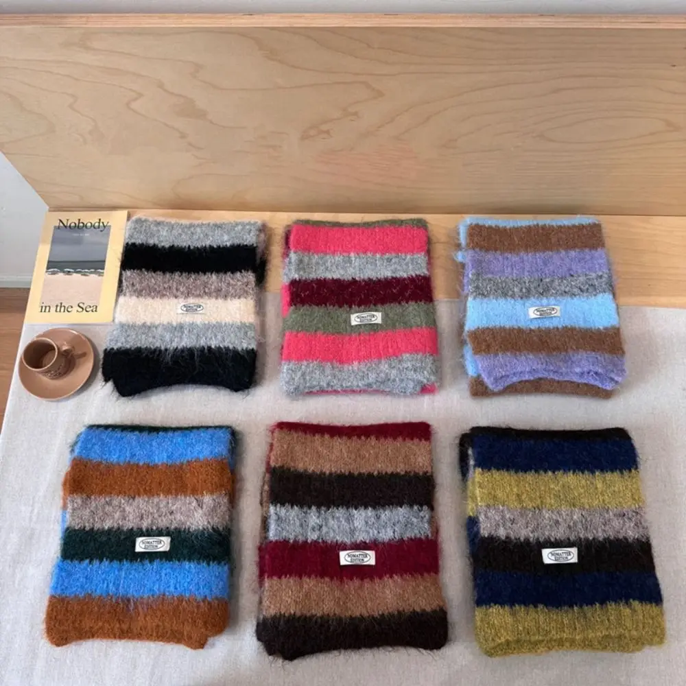 클래식 프레피 스타일 체크 울 스카프 플러시 롱 겨울 캐시미어 스카프 따뜻한 한국 스타일 니트 숄 소녀용