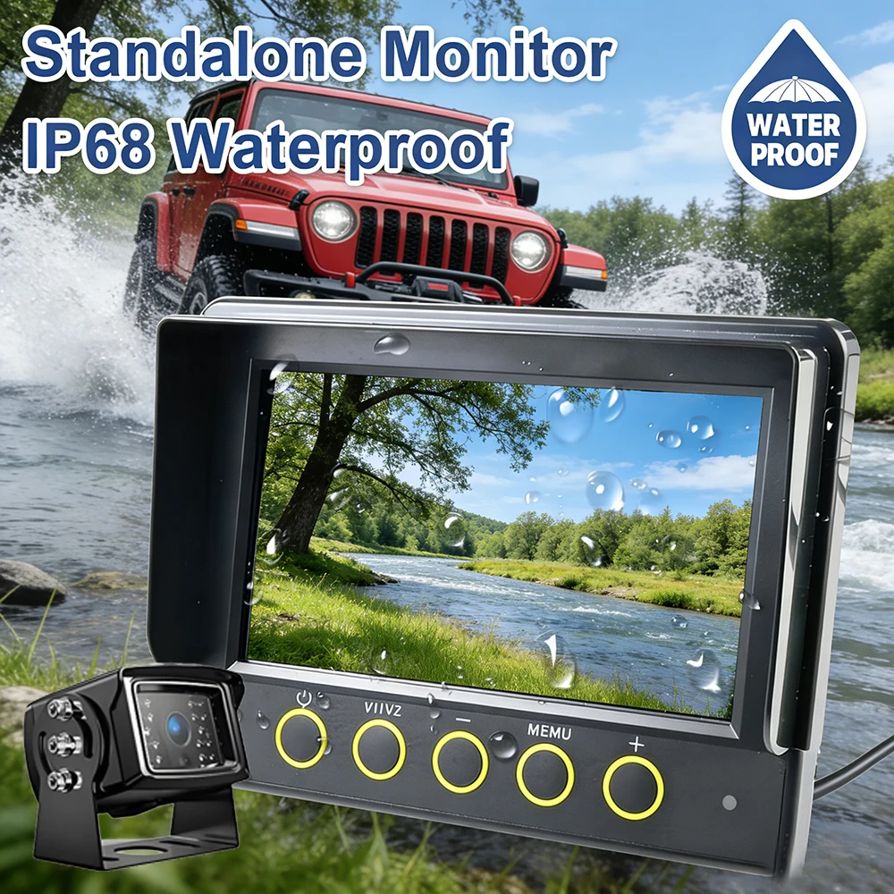 

Водонепроницаемая система видеонаблюдения IP69 с 2-канальным AHD-монитором 1080P 7 дюймов IPS и камерой заднего вида для погрузчиков, пикапов, фургонов, автодомов, лодок и других транспортных средств