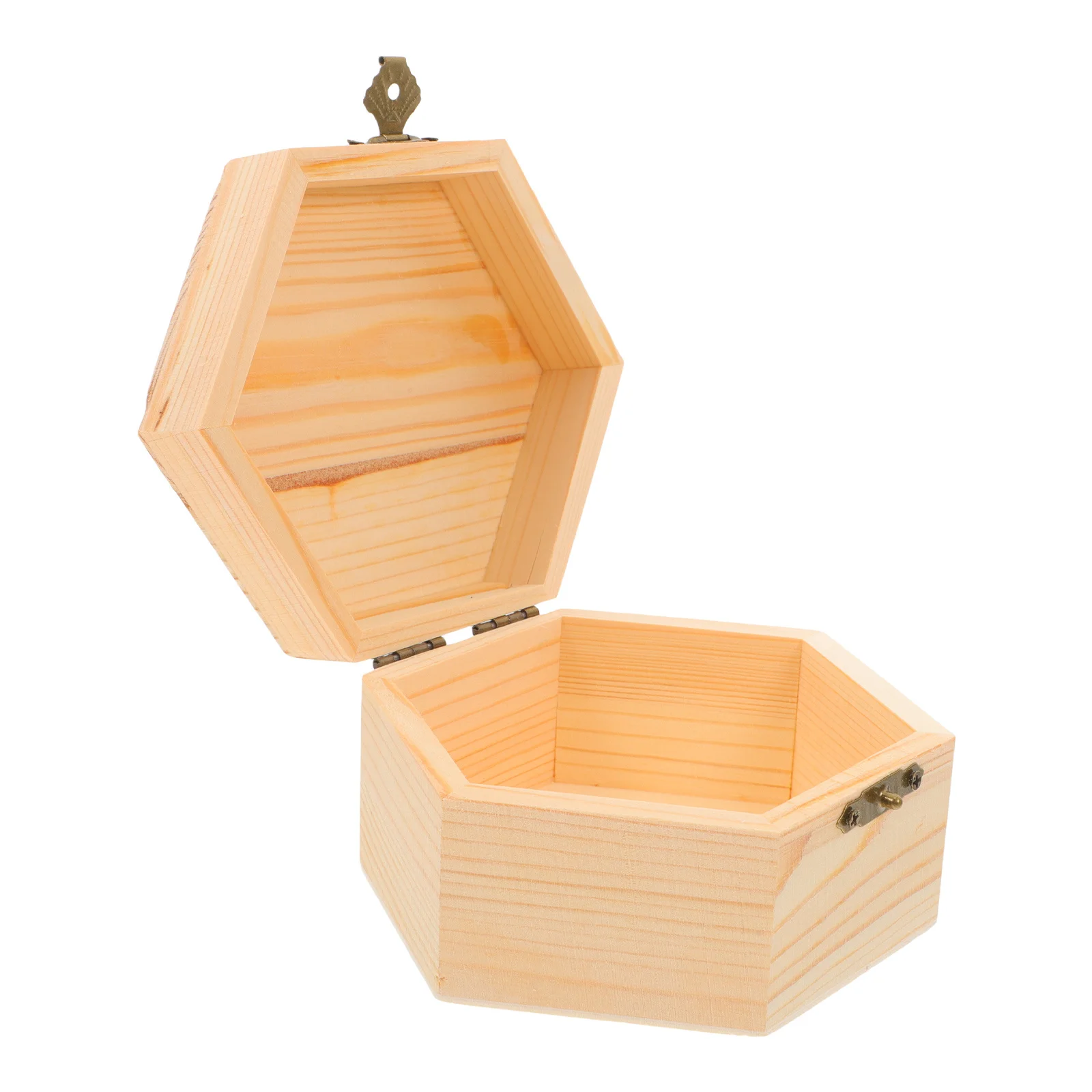 

Деревянная шкатулка для драгоценностей, неокрашенная, сделай сам, шестиугольная шкатулка для хранения, небольшой органайзер для безделушек, откидная крышка, чехол для сокровищ для дома