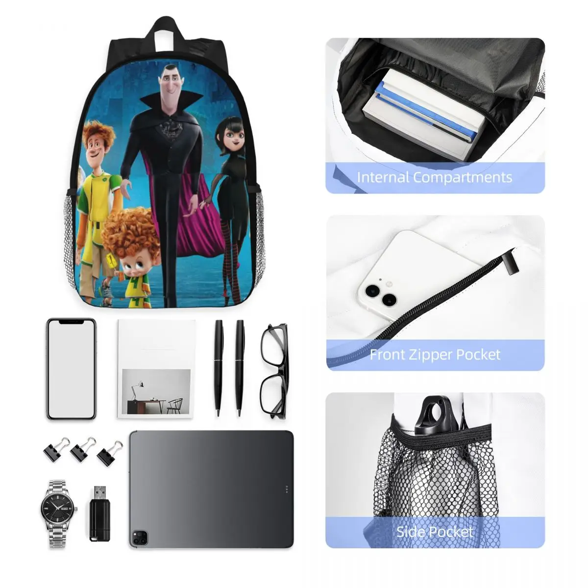 Like-H-Hotel-Transylvania-Style New Fashion High Capacity Waterproof College Backpack Trendy Laptop Travel Book Bag 15inch