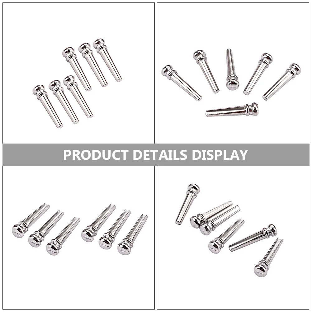 

6 Pcs String Pegs Guitars Replacement Metal Bridge Saddle and Nut Silver Acoustic