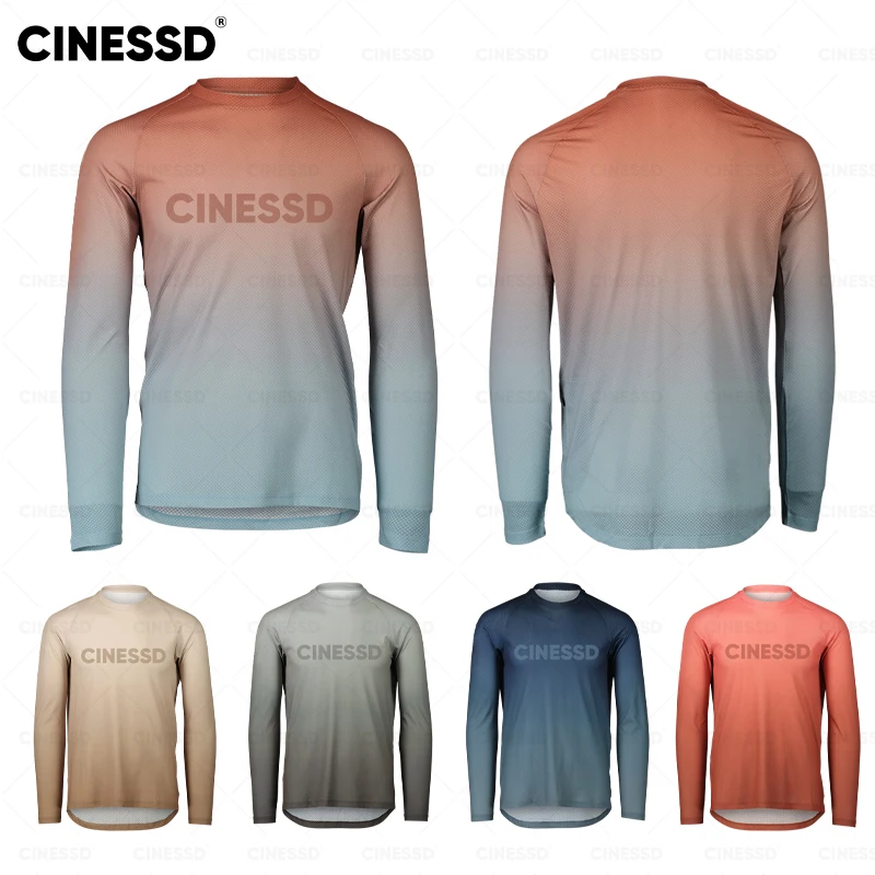 CINESSD Long Sleeve Downhill Jersey for Men and Women MTB Road Motorcycle Cycling Jersey Motocross Clothing Breathable Shirts