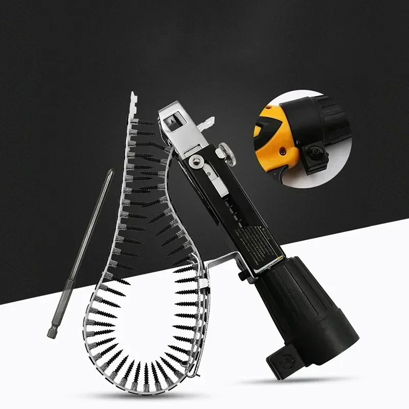 Imagem -02 - Handheld Drywall Screw Gun Power Drill Chave de Fenda Auto-feed Cadeia Acessório Prego Adaptador Máquina
