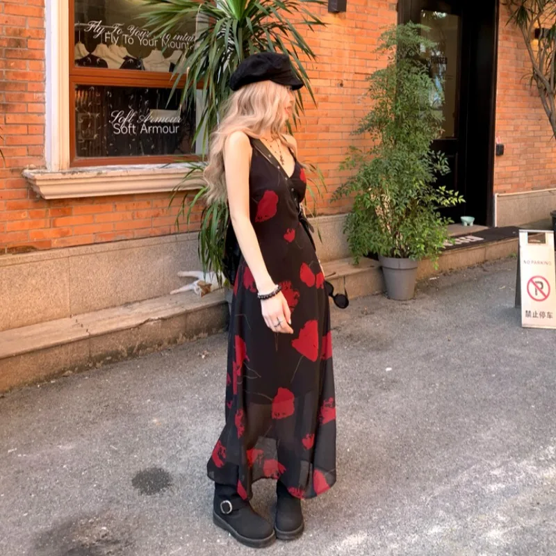 

Новое летнее женское платье миди в корейском стиле, облегающее, без рукавов, с принтом, для вечеринок и отдыха, элегантное, 2026