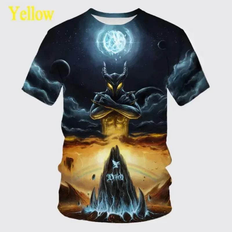 Moda męska odzież New Metal Rock Dio Band 3D T-shirt z nadrukiem Hip Hop Street Unisex Oversized T Shirt Harajuku z krótkim rękawem