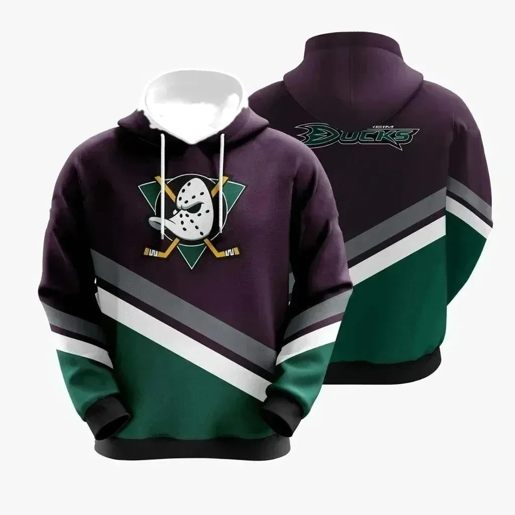 Hockey Super Ducks Hoodie Herren Frühling und Herbst 2024 Neuer 3D-Druck Männer und Frauen Street Casual Pullover Kapuzenpullover