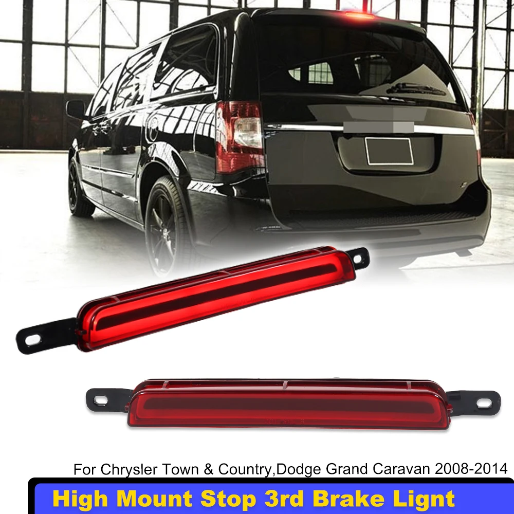Red 3rd Brake Light Assy For 08-14 Chrysler Town & Country  For Dodge Grand Caravan ,Rear Center Roof High Mount LED Third Brake