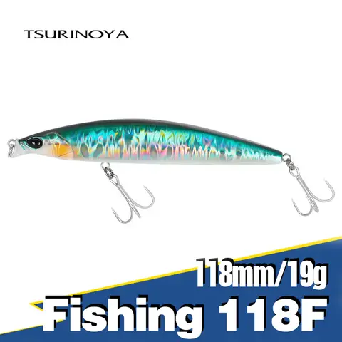 TSURINOYA Sea Fishing Lure 118F Shallow Range Floating Minnow 118mm 19g DW95 Long Casting Magnet Gravity System Hard Bait