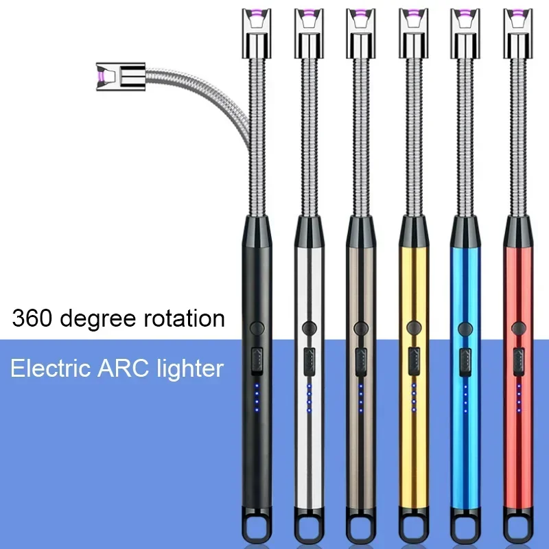 Creative Multifunctional Charging Burning Torch USB Pulse Arc Hose Lighter 360 Degree Rotating Igniter Cross-Border