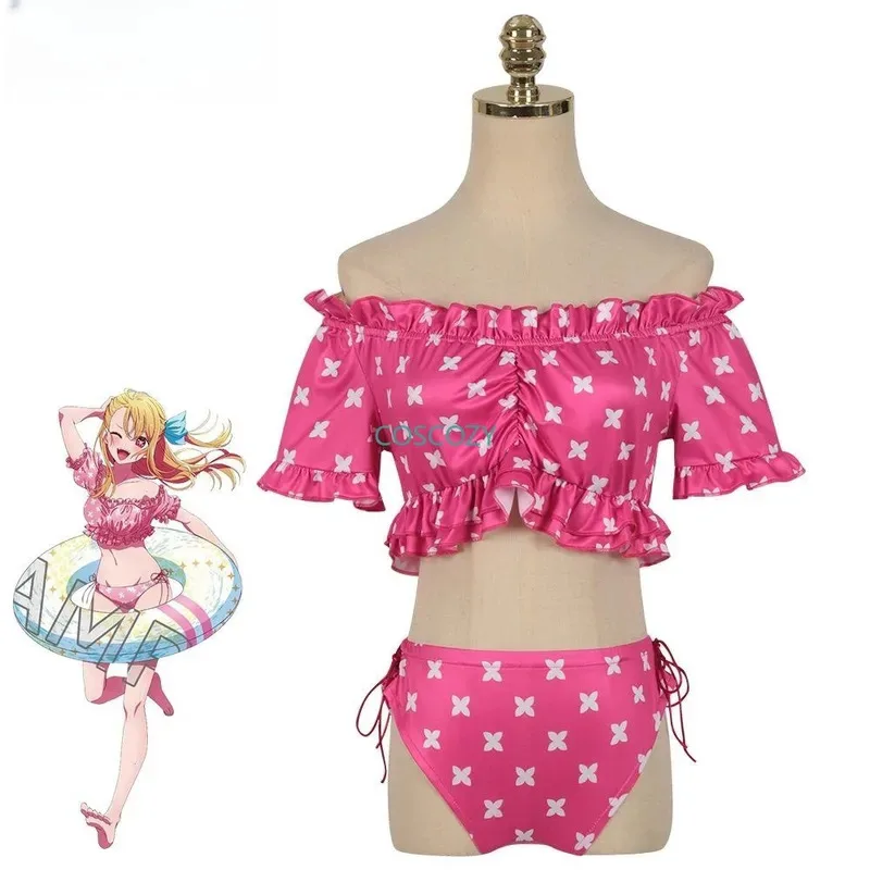 Kostum Cosplay Anime Oshi No Ko Ai Hoshino Aqua, Pakaian Renang, Rok Bikini, Kostum Halloween, Pesta, Liburan, Ruby Swimsuit qq681