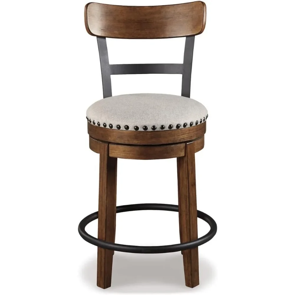 Valebeck Rustic Farmhouse-Tabouret de bar à percussion, chaise marron, tabouret de bar, meubles de piste, comptoir recommandé, 24.5 po