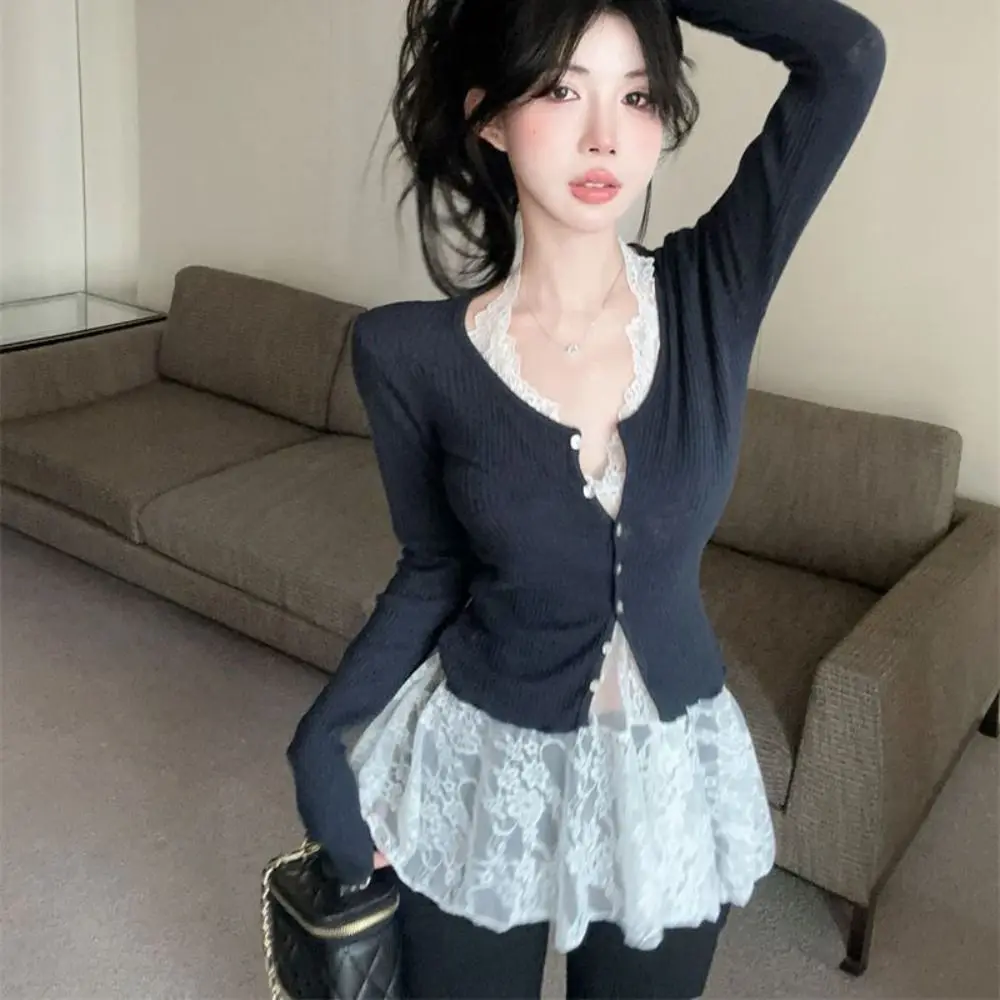 أزياء الدانتيل الشفاف الرسن اللباس ألف خط الخامس الرقبة الدانتيل متابعة التنانير القصيرة الحلو بحر فساتين النساء نادي