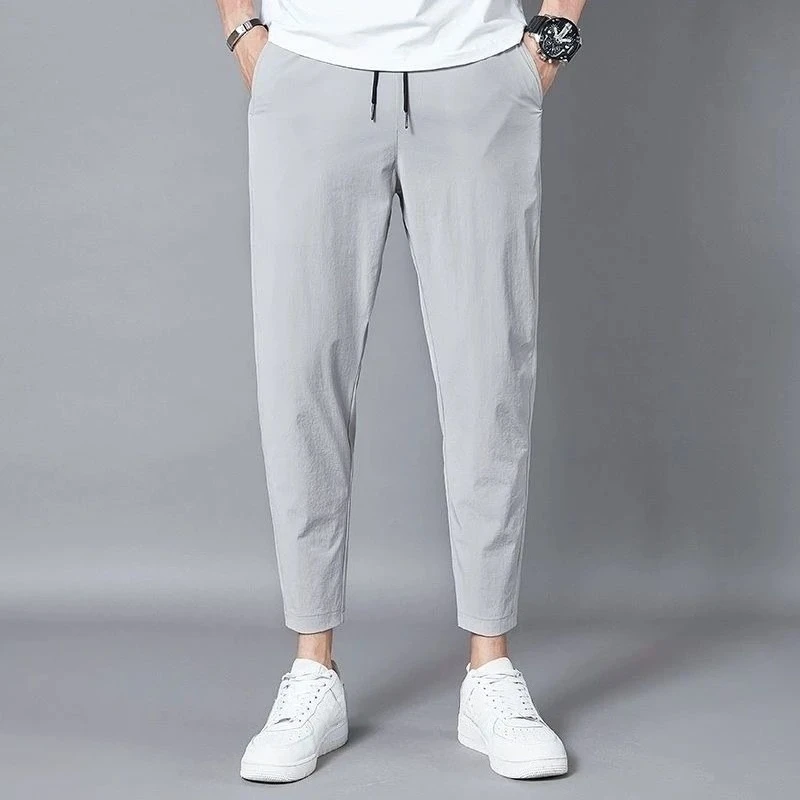 

Ice Silk Thin Male Cropped Trousers Summer Sports Men's Casual Harem Pants Big Size Cheap Harajuku Fashion Aesthetic Streetwear