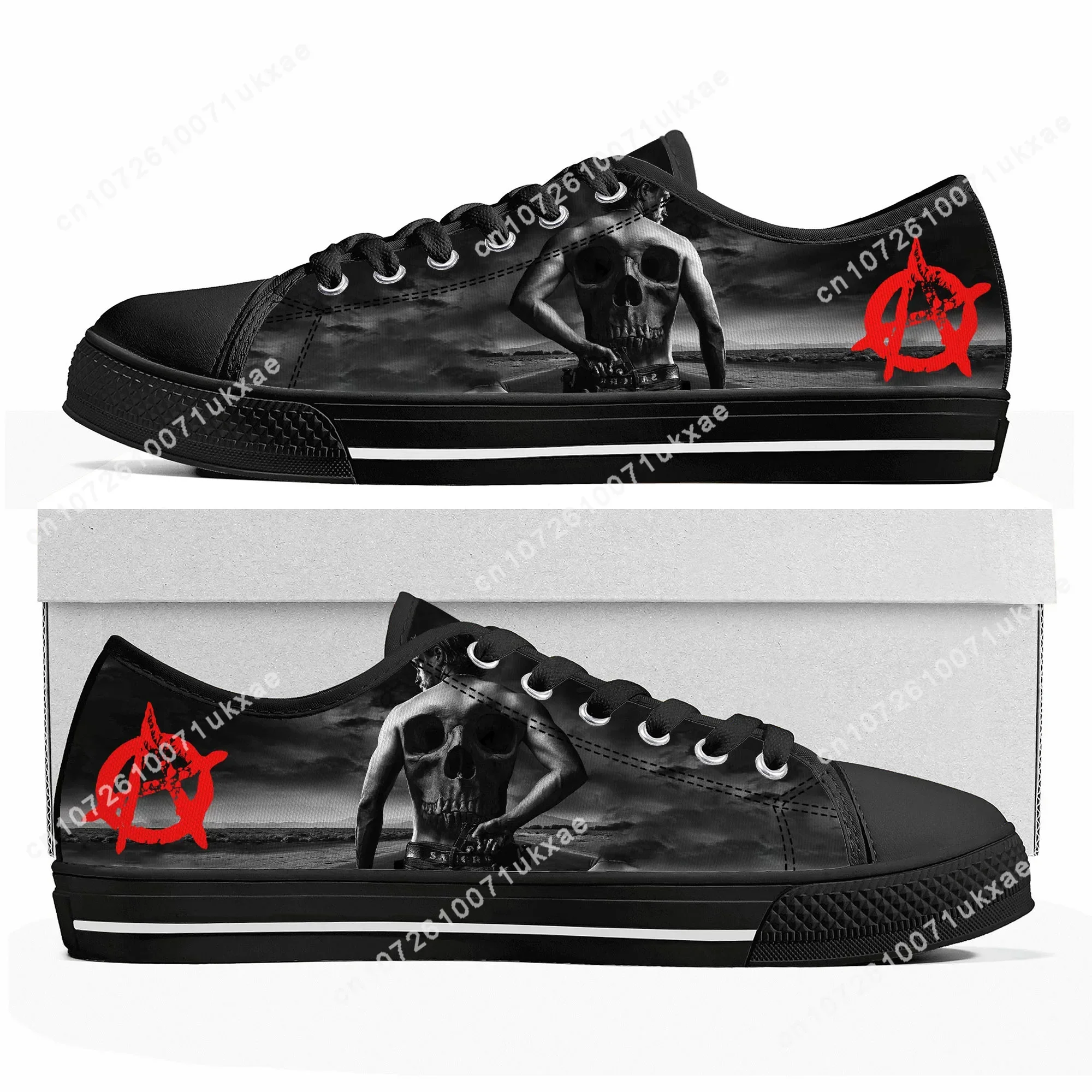 Homens e mulheres Sons of Anarchy SOA Low Top Sneakers, tênis de lona adolescente, sapatos casuais feitos sob encomenda, sapatos personalizados, alta qualidade