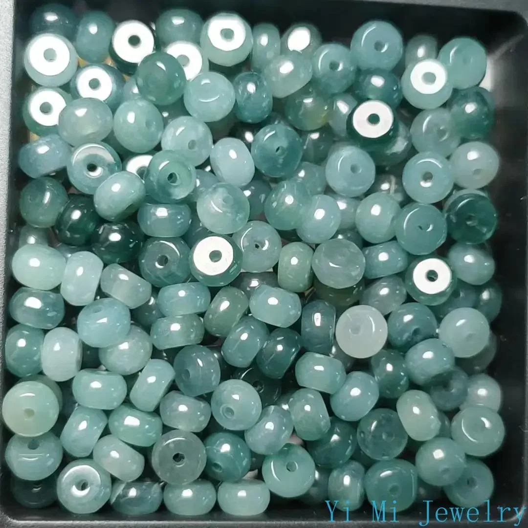 10pcs 5.5mm Myanmar Jadeite Blue Water Jade Abacus Beads for Jewelry Making Diy String Bracelet Beaded Necklace Accessories