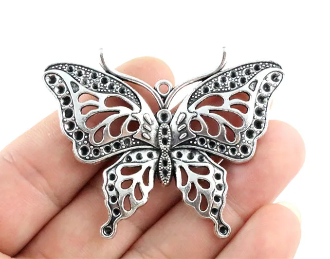 60x48mm 2pcs Antique Silver Plated Butterfly Handmade Charms Pendant:DIY for bracelet necklace
