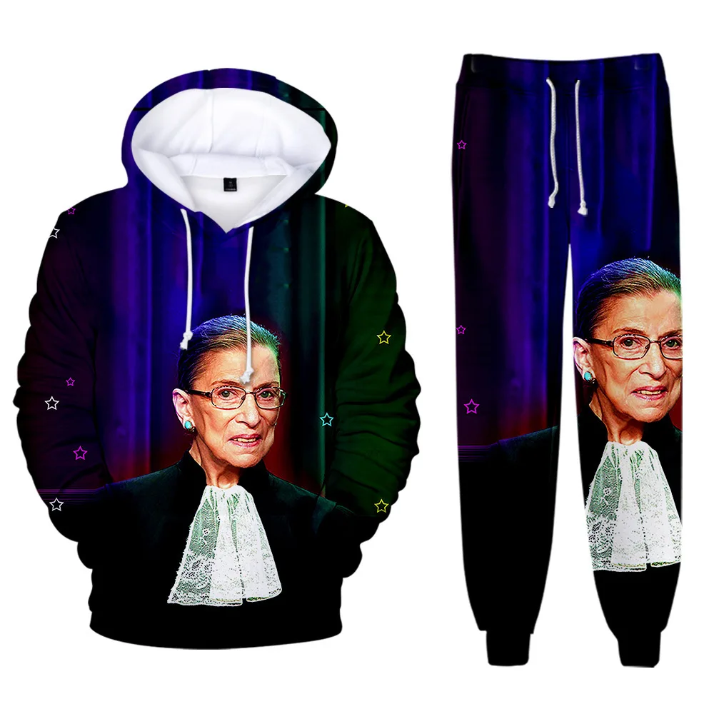 Fashion Creative Ruth Bader Ginsburg 3D Print Sweatshirt Sweatpants Suit Hoodies+ Trousers Suit Boys/Girls 2 Piece Set Clothes