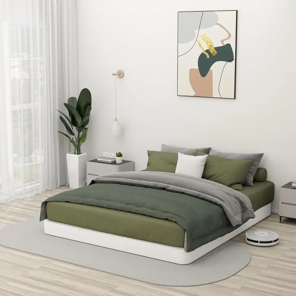 5 resortes King Metal Box con funda para soporte de colchón, estructura de cama de perfil bajo, resistente y fácil de limpiar