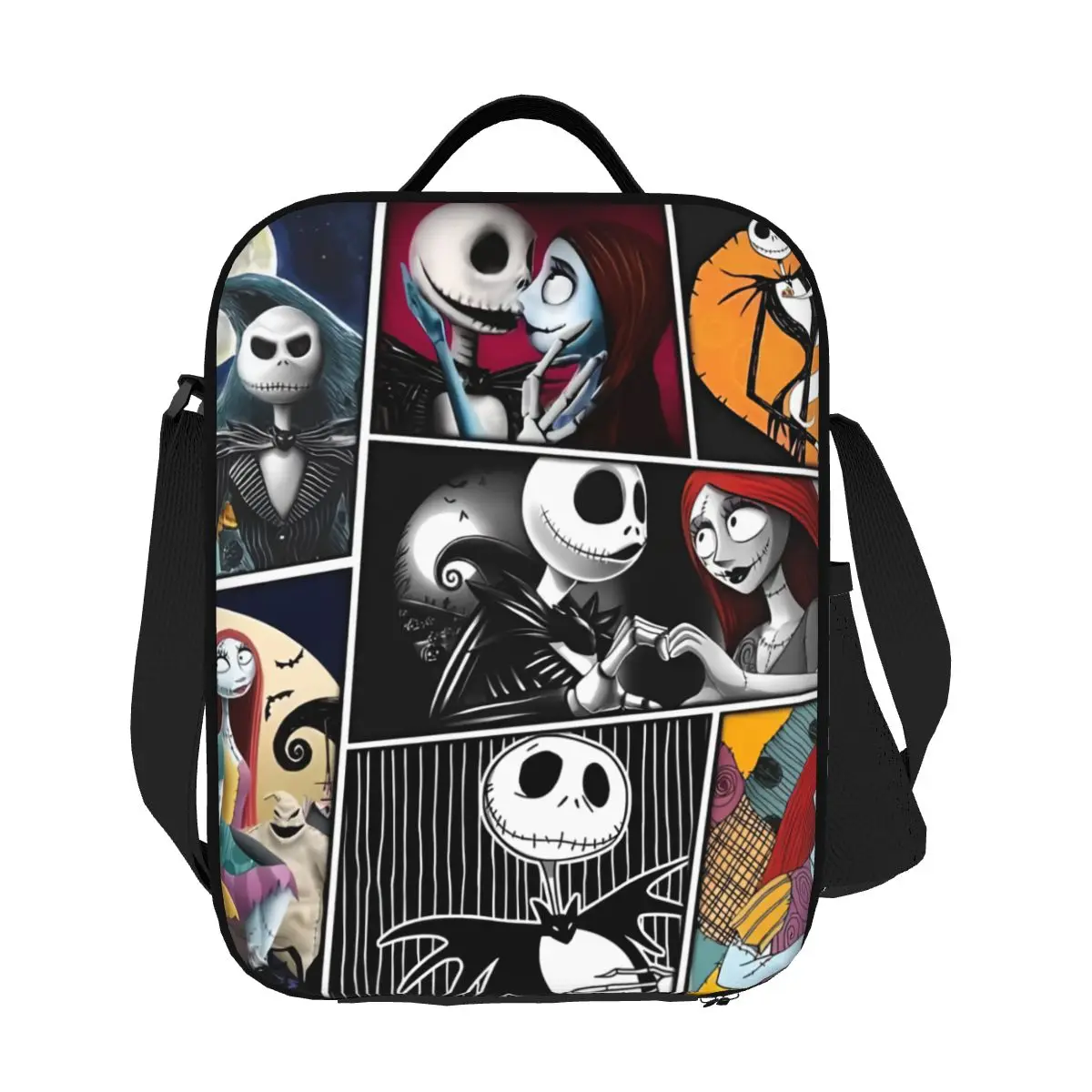 

Custom Nightmare Before Christmas Resuable Lunch Box Women Jack Skellington And Sally Cooler Thermal Food Insulated Lunch Bag