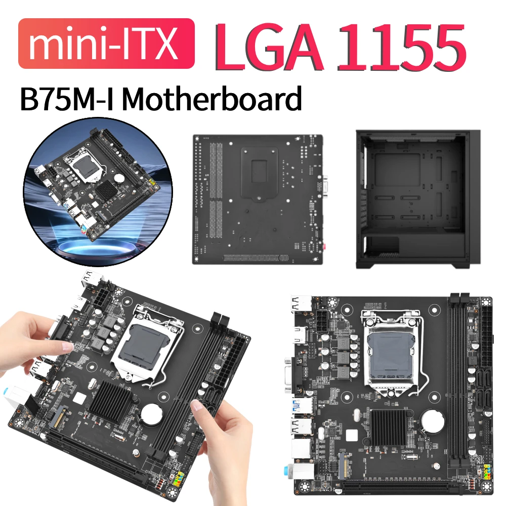 

B75M-I Mini-ITX Motherboard LGA 1155 Desktop Motherboard Supports DDR3 Computer Main Board 16GB M.2 NVME SSD HDMI for SFF PC