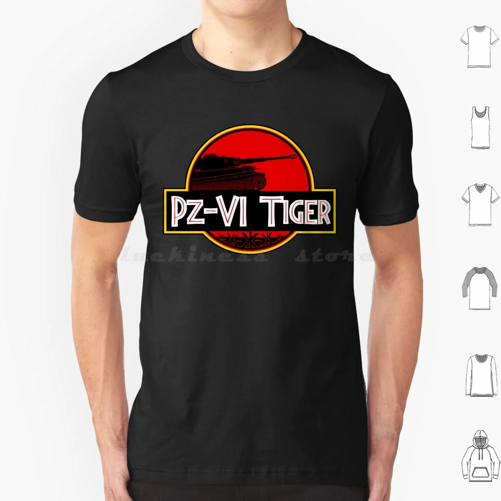 German Pz-Vi Tiger Tank In The Style Of Dinosaurs T Shirt Cotton Men Women DIY Print Military Ww2 Tank Panzer War Thunder Pz Vi