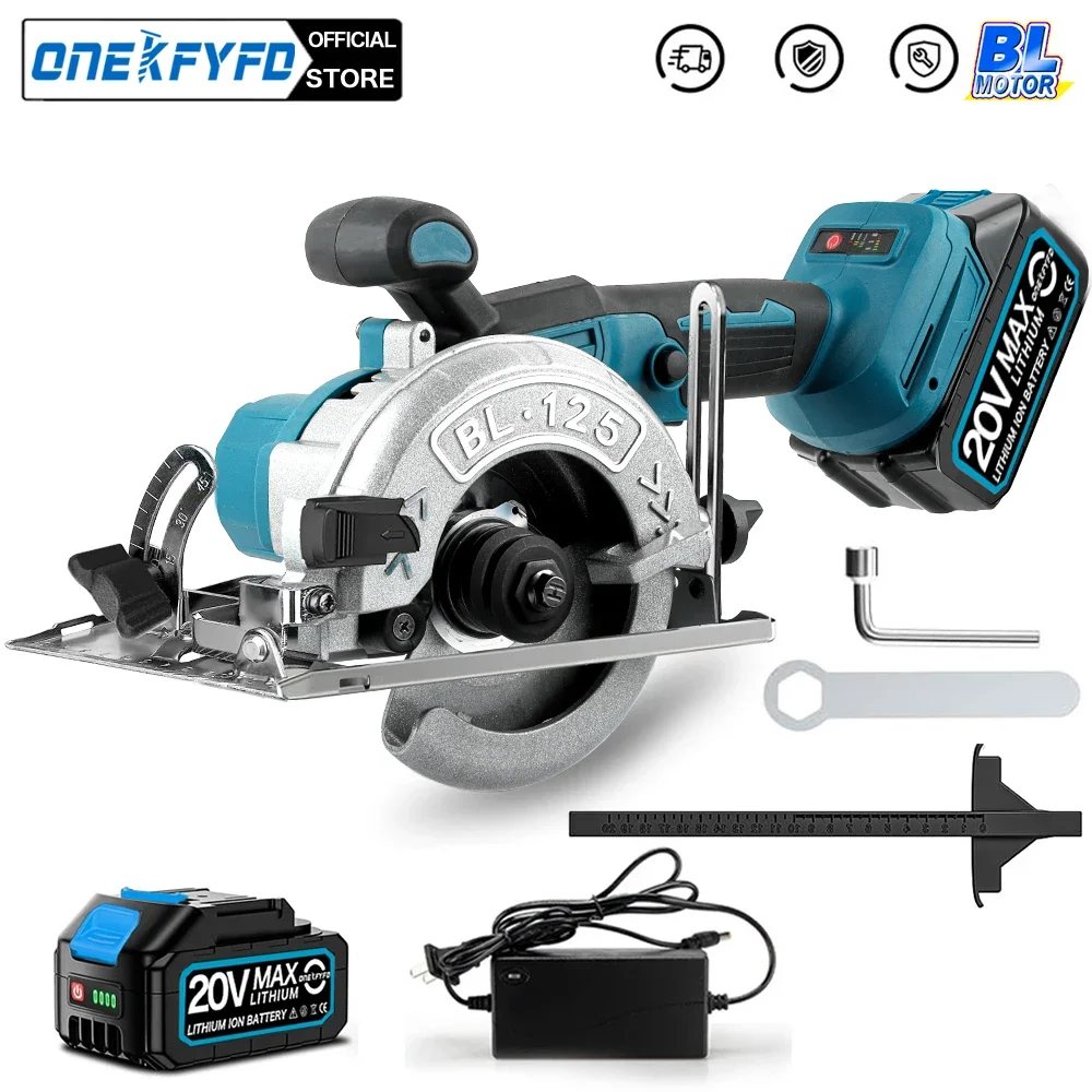 Brushless 5In 125mm Electric Circular Saw 45° Adjustable Wood Cuttiing Machine Handheld Woodworking Saw for Makita Battery