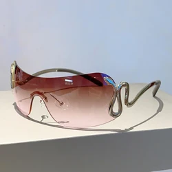 KAMMPT Y2k Rimless Sunglasses 2023 Fashion Monoblock Snake Shape Legs Women Eyewear New Trendy Brand Designer Gradient Shades