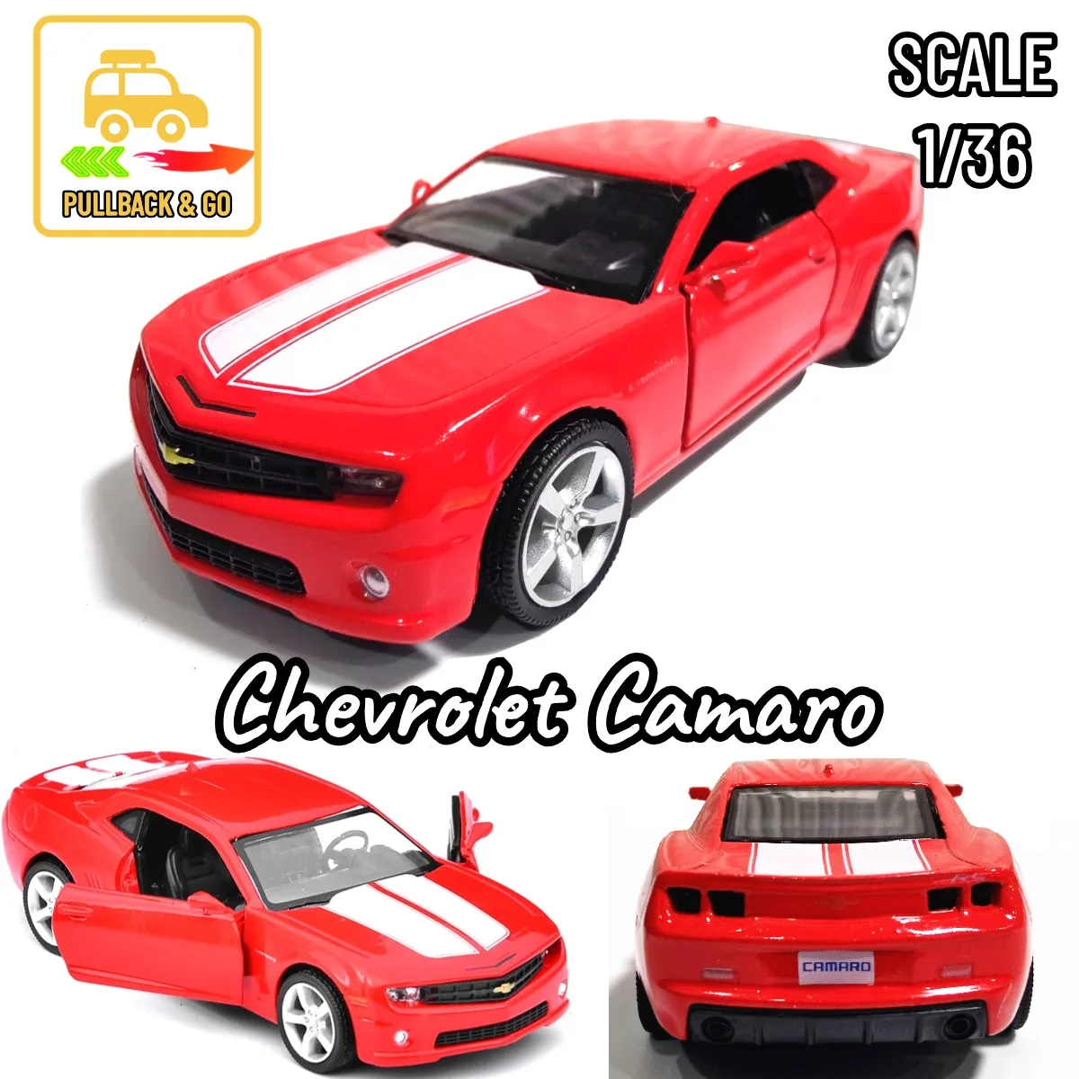 1:36 Metal Diecast Car Model Repilca Chevrolet Camaro Scale Miniature Collection Vehicle Hobby Kid Toy for Boy Xmas Gift