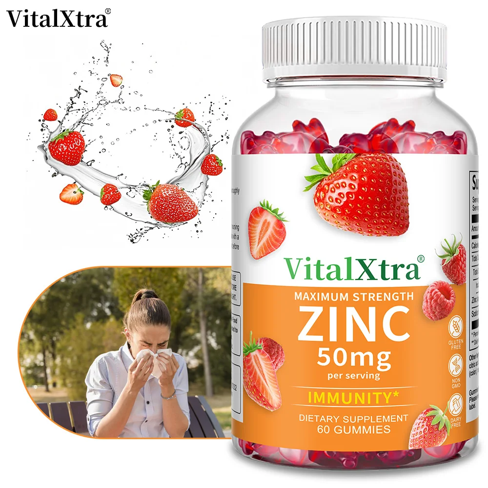 

Zinc Gummies for Men and Women - Zinc Supplements 50mg, Natural Energy, Immune Boost & Skin Health - Vegan, Gluten Free