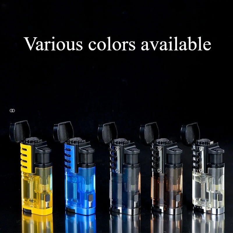 2 Pack Triple Lighter Butane Refillable Jet Flame Torch Cigar Lighters Windproof Adjustable Flame Pocket Lighter for Smokers