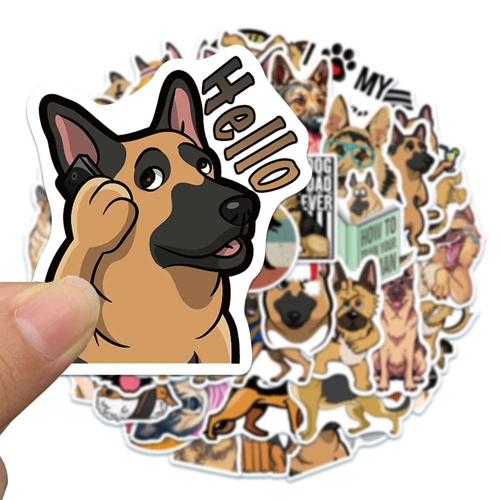 Funda de teléfono con dibujos animados de perro para Scarpbooking, 50 piezas, para casco, equipaje, monopatín, cuaderno, Graffiti, calcomanía impermeable para ordenador portátil