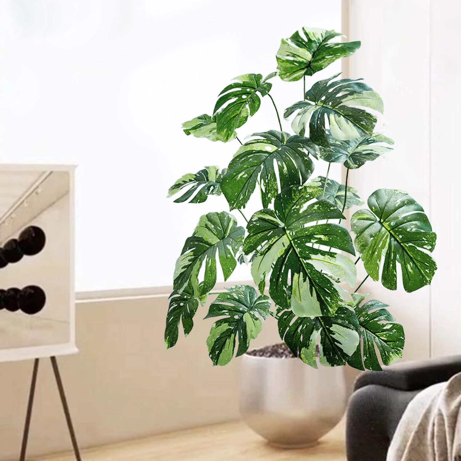 65-100 cm Artificial Monstera deliciosa Pothos Alocasia Leaf Fake Plant Ornamental Festive Home Office Decoration