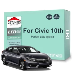 12 sztuk żarówek wewnętrznych LED Canbus do Hondy Civic 10. generacji 10 MK10 Sedan Touring Hatchback 2016 2017 2018 2019 2020 2021