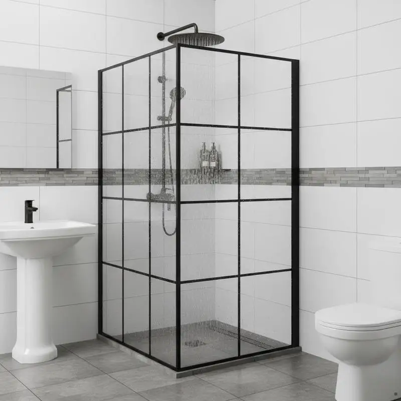 Cabine de douche en verre ESG noir 100x140cm, aménagement intérieur salle de bain, livraison locale