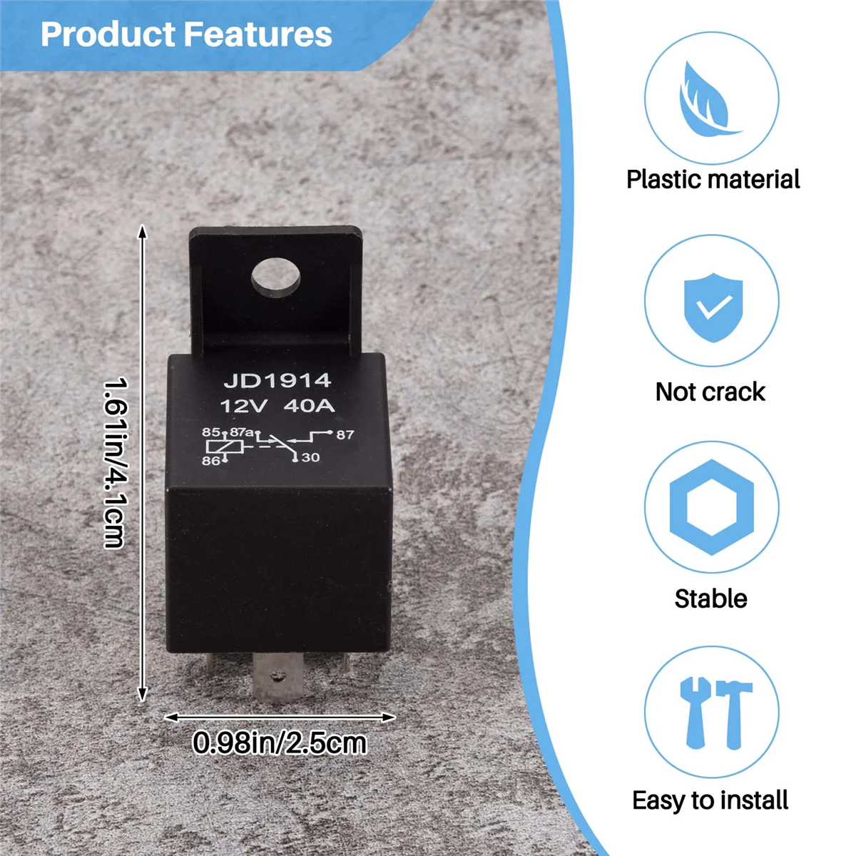 

#82Y Automotive Parts & Accessories,12V 40A AMP 5 Pin Changeover Relay Automotive Car Motorcycle Boat,Black